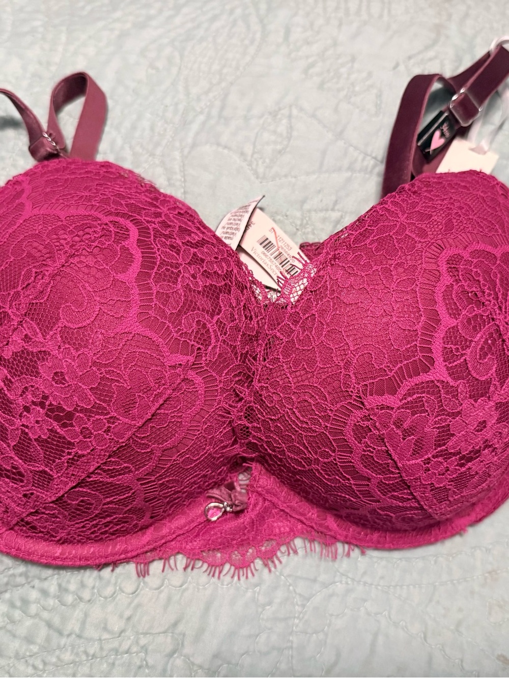 Lace Push-Up Bra in Fuchsia Pink